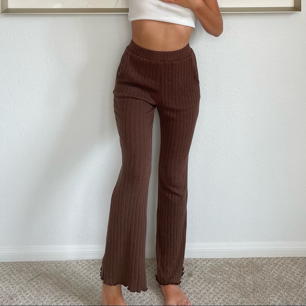 cozy brown flare pants